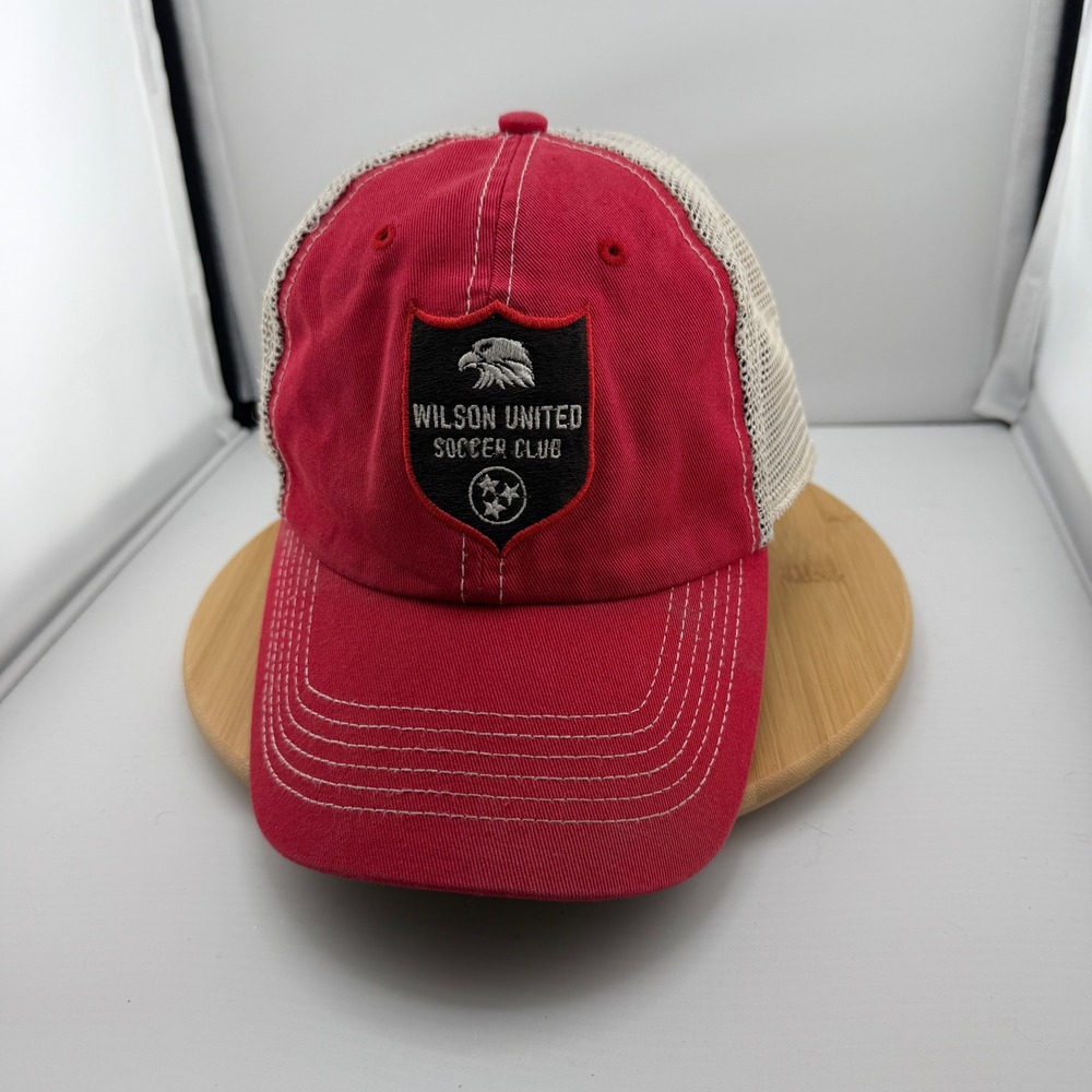 47 Brand Wilson United Soccer Club Trucker Hat Red Cream Mesh Snapback Cap
